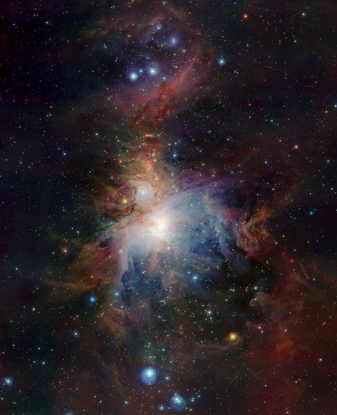 VISTA's infrared view of the Orion Nebula* Astral Sea, Carl Sagan Cosmos, Tata Surya, Telescope Images, Hubble Images, Carina Nebula, Stars In The Sky, Orion Nebula, Hubble Space