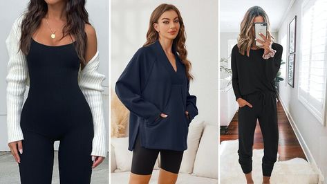 45 Flattering Outfits That Are Actually Super Comfortable & Cheap On Amazon — Elite Daily Elite Fashion Style, Elite Daily, Mock Neck Blouse, Flattering Outfits, Open Front Cardigan, Split Hem, Oversized Sweatshirt, Turtleneck Sweater, Crew Neck Sweater