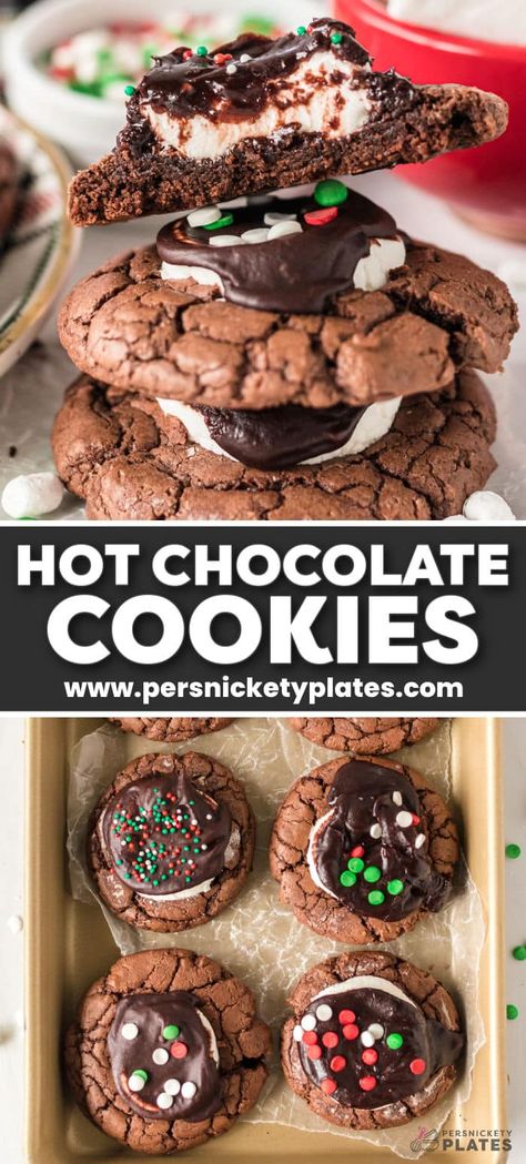 Hot Chocolate Christmas Cookies, Hot Chocolate Scones, White Chocolate Christmas Cookies, Peppermint Hot Chocolate Cookies, Frozen Hot Chocolate Cookies, Hoho Cookies, Christmas Cookies With Chocolate, Arty Wallpapers, Winter Cookie Recipes