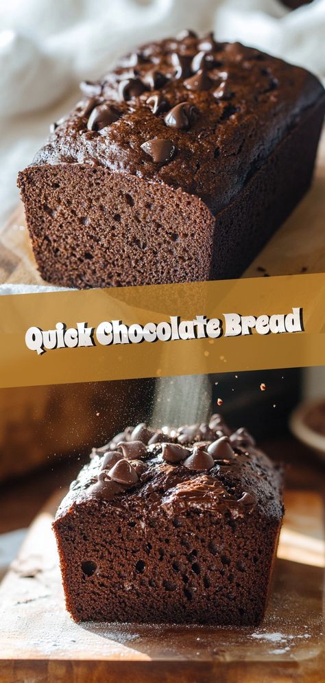 Quick Chocolate Bread Chocolate Brownie Bread, Double Chocolate Bread, Hot Chocolate Bread, Chocolate Yeast Bread, Chocolate Chip Bread Loaf, Chocolate Bread Loaf, Chocolate Loaf Bread, Chocolate Quick Bread, Dinner Ideas Healthy Easy