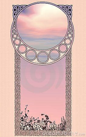 A celtic style art nouveau frame with a beautiful sky background. Art Nouveau Frame, Architecture Art Nouveau, Nouveau Illustration, Art Nouveau Tattoo, Motifs Art Nouveau, Nouveau Tattoo, Illustration Art Nouveau, Frame Illustration, Bg Design