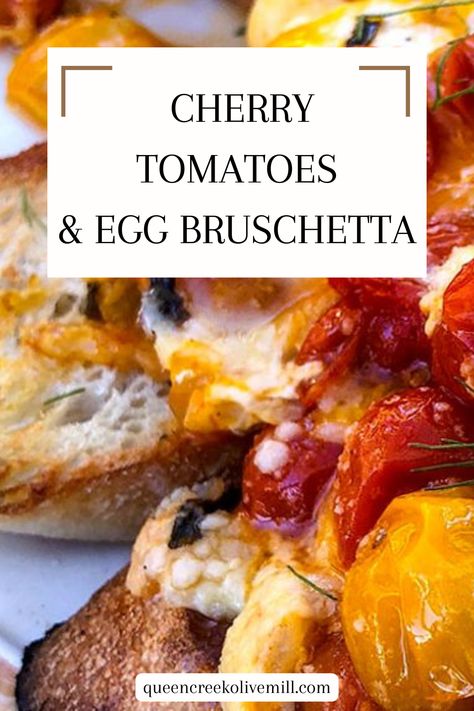 A perfect brunch option for when you have an abundance of cherry tomatoes from your garden. The sweet, blistered tomatoes pair beautifully with creamy eggs and crispy bread, creating a fresh and satisfying dish that's bursting with flavor. Top with a sprinkle of fresh basil and a drizzle of olive oil for an extra touch of deliciousness. Breakfast Bruschetta, Blistered Cherry Tomatoes, Tomatoes And Eggs, Blistered Tomatoes, Crispy Bread, Creamy Eggs, Olive Oil Recipes, Snack Prep, Balsamic Reduction