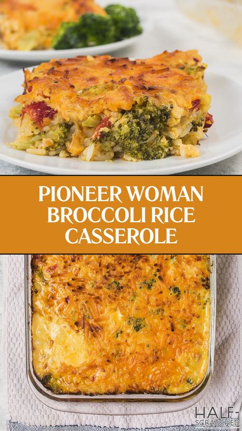 Pioneer Woman Broccoli Rice Casserole Easy Broccoli Rice Casserole, Perfect Broccoli, Cheddar Broccoli Rice, Broccoli Cheese Rice Casserole, Easy Broccoli Casserole, Broccoli Cheese Rice, Thanksgiving Recipes Side Dishes Veggies, Cheesy Broccoli Rice, Rice Broccoli