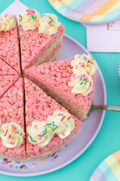 Cake Slice Rice Krispies Treats | Club Crafted Rice Crispy Treat Cake, Rice Krispy Cake, Rice Krispie Treats Cake, Rice Krispie Cake, Rice Crispy Cake, Rice Krispie Cakes, Birthday Cake Alternatives, Bubble Cake, Chocolate Crackles