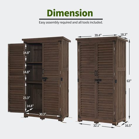 Amazon.com : MCombo Outdoor Storage Cabinet, Garden Storage Shed, Outside Vertical Shed with Lockers, Outdoor 63 Inches Wood Tall Shed for Yard and Patio 0870 (Brown) : Patio, Lawn & Garden Tall Shed, Garden Storage Shed, Outdoor Storage Cabinet, Patio Storage, Outdoor Wood, Garden Storage, Storage Shed, Outdoor Storage, Lawn Garden