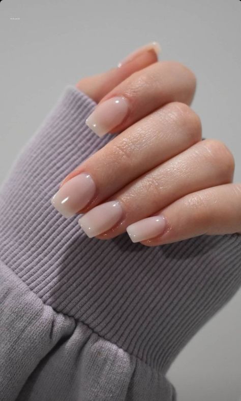 White Frosted Nails, January Nails Ideas Simple Classy, Sheer White Nails, Russian Mani, Video Nails, Acrylic Toe Nails, January Nails, Anime Nails, Gelish Nails