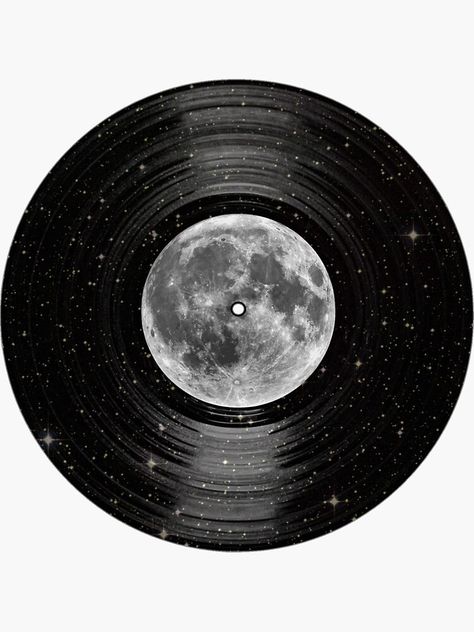 Moon Record Painting, Wall Sticker Ideas Bedrooms, Vinyl Decoration Ideas, Cool Records, Cool Vinyl Records, Vinyl Records Painting, Vinyl Record Ideas, Painted Vynal Records, Vinyle Aesthetic