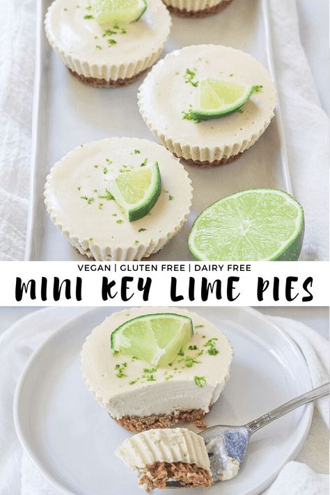 Mini Key Lime Pies - These cute and dare I say, healthy little desserts are perfect for any occasion. They are vegan, gluten free and dairy free and incredibly creamy! #finishedwithsalt #keylimepie #vegan #glutenfree #dessert #dairyfree | finishedwithsalt.com Healthy Vegan Dessert, Key Lime Pies, Mini Key Lime Pies, Dessert Cheesecake, Keto Healthy, Dessert Vegan, Cake Mini, Low Carb Snack, Desserts Vegan