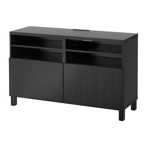 BESTÅ TV unit with doors - 47 1/4x15 3/4x29 1/8 ", Lappviken black-brown - IKEA Ikea Tv Wall Unit, Bench With Doors, 55 Inch Tv Stand, Ikea Hack Living Room, Ikea Tv Stand, Tv Kastenwanden, Retro Tv Stand, Next Living Room, Besta Ikea