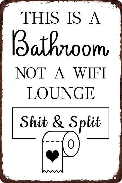 Cute Bathroom Signs, Toilet Quotes, Bathroom Etiquette, Funny Toilet Signs, Printable Bathroom Signs, Cat Scrapbook, Bathroom Wall Art Printables, Funny Wood Signs, Bathroom Quotes