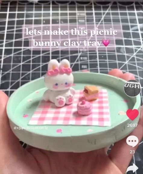 Cute Clay Plate Ideas, Kawaii Pottery Ideas, Clay Crafts Air Dry Ideas Cute, Kawaii Clay Art, Sanrio Clay Art, Kawaii Sculpture, Clay Figures Aesthetic, Cute Clay Art Ideas, Fun Clay Ideas