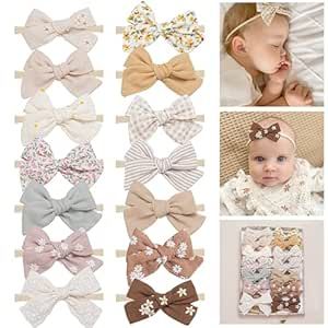 Fancy Clouds Baby Girl Bows and Headbands,14 pcs Stretchy Soft Nylon Hairbands Hair Bows for Newborns, Infants, Toddlers - Handmade Baby Hair Accessories for Girls Hair Accessories For Girls, Baby Hair Accessories, Girls Bows, Baby Hair, Girls Hair Accessories, Handmade Baby, Infants, Baby Hairstyles