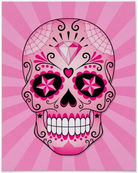 Candy Skull Art, Pink Skull Wallpaper, Sugar Skull Art Drawing, Sugar Skull Drawing, Sugar Skull Painting, Sugar Skull Artwork, Sugar Skull Cat, Garden Totem, Skull Coloring Pages