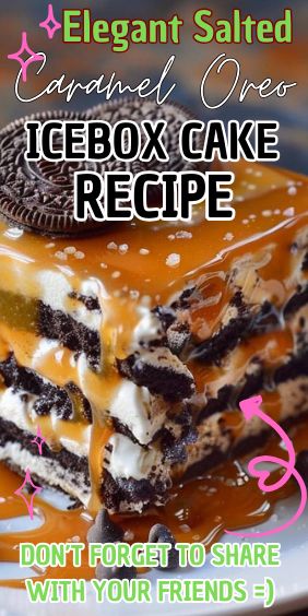 Elegant Salted Caramel Oreo Icebox Cake Salted Caramel Oreo Icebox Cake, Salted Caramel Mousse, Oreo Icebox Cake, Quick And Easy Sweet Treats, Super Moist Chocolate Cake, Coffee Brownies, Icebox Desserts, Caramel Mousse, Icebox Cake Recipes