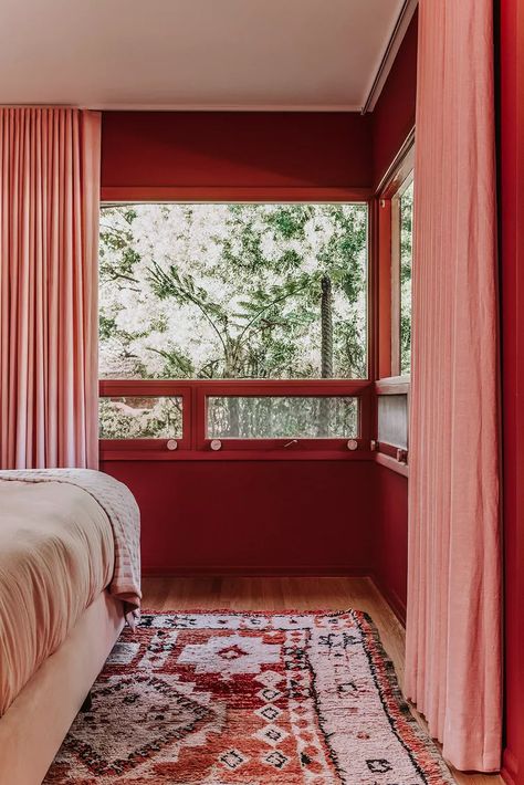 Colorful Studio, Claire Thomas, The Shade Store, Kitchen S, Built In Cabinet, Shade Store, Moroccan Homes, Midcentury Home, Bedroom Red