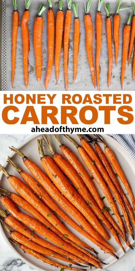 Honey Roasted Carrots Honey Herb Carrots, Honey Lemon Carrots, Roasted Carrots For Easter, Honey Roast Carrots, Hot Honey Carrots Oven, Honey Roasted Carrots With Goat Cheese, Honey Carrots Roasted, Hot Honey Roasted Carrots, Honey Roasted Carrots Oven