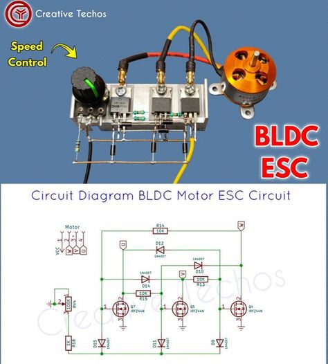 Bldc Motor Controller Circuit, Simple Electronic Circuits, Power Supply Design, Bldc Motor, Free Energy Projects, Electronics Workshop, Electronic Circuit Design, Electrical Circuit Diagram, Electric Circuit