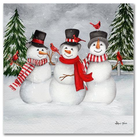 Pictures Of Snowmen, Snowy Woods, Paint Party Ideas, Painting Brushes, Snow People, Art Mignon, Christmas Rock, Frosty The Snowman, Christmas Card Art