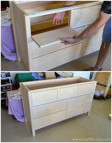 8 Drawer Dresser Diy, Build A Dresser Diy, Plywood Dresser Diy, Handmade Dresser, Cheap Diy Dresser, Building A Dresser, Easy Diy Dresser, Nursery Dresser Diy, Diy Dresser Build