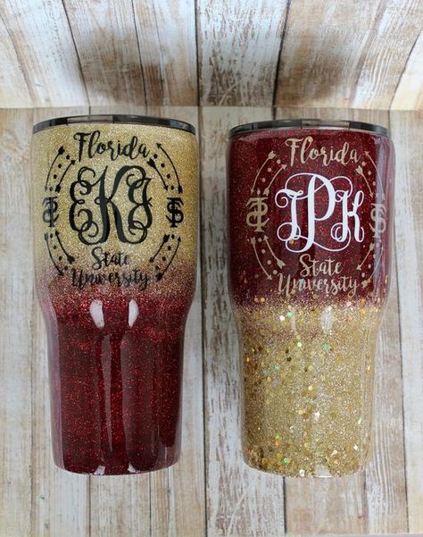 Yeti Cup Designs, Fsu Football, Epoxy Cups, Custom Yeti, Trendy Water Bottles, Yeti Cups, Glitter Tumbler Cups, Yeti Cup, Cup Designs