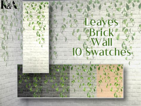 Sims 4 Shabby Chic, Victoria Wood, Simply Red, Full Body Tattoo, White Brick, Red Walls, Nature Wall, Leaf Wallpaper, Brick Wall