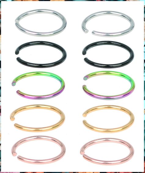 Velcare 5 pairs Nose Rings Hoop 20 Gauge Non Piercing Stainless Steel Clip-on Fake Nose Ring Body Jewelry - 5/16" (8mm) Nose Piercing Fake, Men Nose, Fake Septum Piercing, Fake Nose Piercing, Nose Ring Fake, Jewelry Nose Rings, Nose Cuffs, Fake Lip Ring, Faux Nose Ring