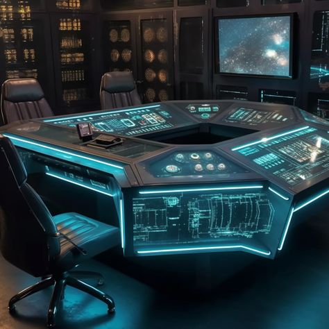 Scifi Meeting Room, Futuristic Training Room, Future Room Technology, Futuristic Meeting Room, Space Ships Interior, Control Room Design, Sci Fi Office, Spaceship Room, Space Station Interior