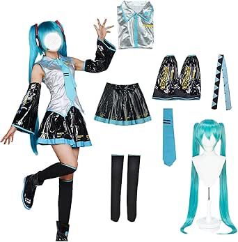 Generic Future Costume Miku Cosplay Costume Full Set with Wig Cosplay Costume Secondary Animation Character Cosplay Costumes Miku Clothes, Miku Wig, Miku Costume, Hatsune Miku Costume, Cosplay Miku, Hatsune Miku Cosplay, Future Costume, Character Cosplay, Miku Cosplay