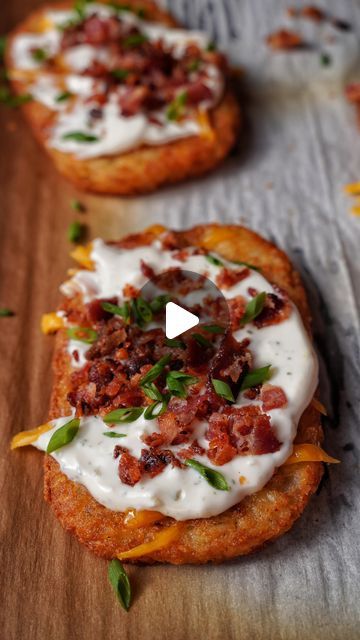 5.7K views · 1K likes | Kody Martin on Instagram: "Imagine a loaded baked potato, but on a crispy hash brown 🥔🔥 loving this trend. Was so fire.   What you’ll need  • @krogerco Hash brown patties  •  cheddar  • @smithfieldbrand bacon • @daisysourcream French onion dip   Word to @shewillevolve for the inspo! 😮‍💨   #hashbrowns #loadedhashbrowns #potatoes #bakedpotato #cheesy #easyrecipe #recipe #snacks #fingerfood #foodie #bacon #fortwayneindiana" Loaded Hash Brown Patties, Fully Loaded Hash Browns, Potatoe Patties Recipe, Loaded Hashbrown Patties, Hashbrown Patties Recipes, Hashbrown Recipes Breakfast, Loaded Hashbrowns, Hash Brown Patties, Crispy Hashbrowns