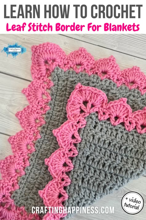 Leaf Stitch Border Crochet, Crochet Boarders For Blankets Baby Free Pattern, Crochet Triangle Border Pattern, Crochet Blanket Border Free Pattern, Crochet Leaf Blanket Border, Triangle Crochet Border, Lacy Crochet Border, Ruffle Border Crochet, Crochet Leaf Border Free Pattern