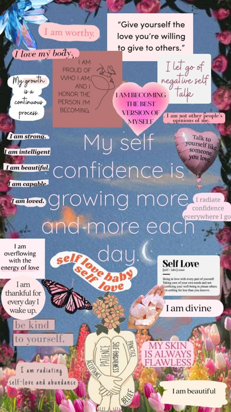 Positive Collage Wallpaper, Vision Board For Healing, Self Concept Quotes, Positive Manifestation Wallpaper, Vision Board Themes, Affirmation Wallpaper, Positive Quotes Wallpaper, Vision Board Examples, Spiritual Wallpaper