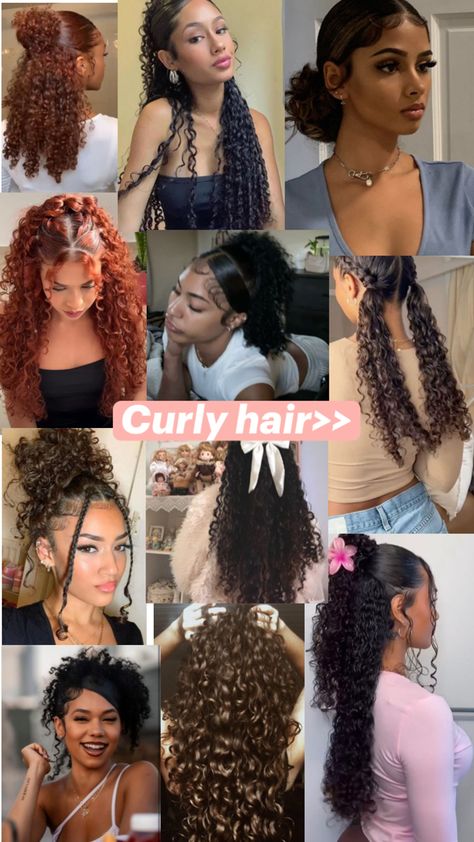 Curly Hairstyles Halloween, Parts For Curly Hair, Hoco Hair Styles Curly Hair, Cute Hairstyles To Do With Curly Hair, 3b Hairstyles Long, Goth Curly Hairstyles, 3b Curly Hair Styles, Hairstyles For 3b Curly Hair, Natural Long Hairstyles