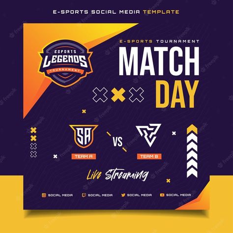 Gaming Banner Template, Sports Day Banner, Template For Social Media, Cricket Poster, Gaming Posters, Sport Banner, Social Media Flyer, Match Day, Gaming Banner