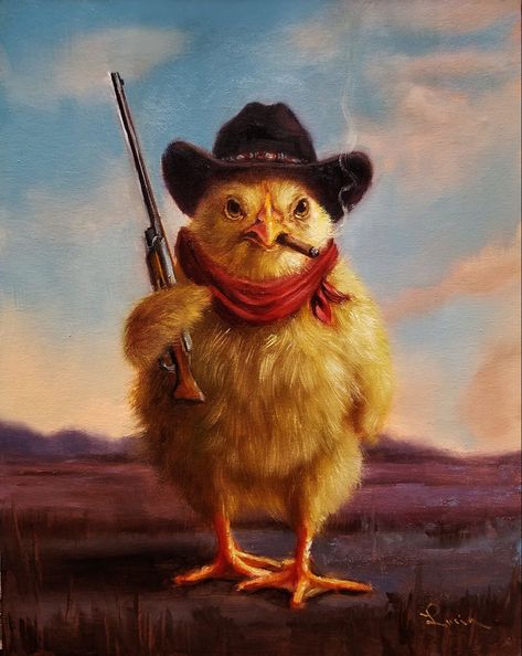 Lucia Heffernan, A Chicken, Wall Art Canvas, Art Canvas, Cowboy, Chicken, Wall Art, Yellow, Canvas