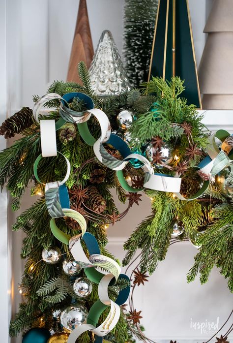 Christmas Paper Chain, Diy Christmas Garlands, Diy Christmas Tree Garland, Christmas Garland Ideas, Christmas Paper Chains, Christmas Lights Garland, Garland Ideas, Diy Christmas Garland, Paper Chain