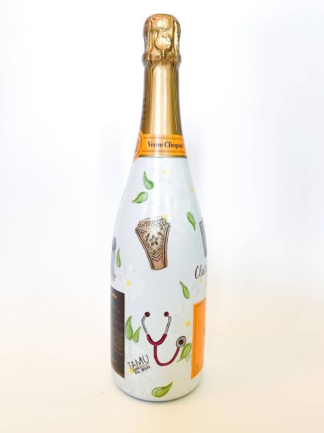 Painted Bottles — Fleur Art & Designs College Graduation Champagne Bottle, Custom Champagne Bottle, Hand Painted Wine Bottles, Painted Bottles, Pop Champagne, Ring Ceremony, Custom Bottle, Wine Painting, Artist Work