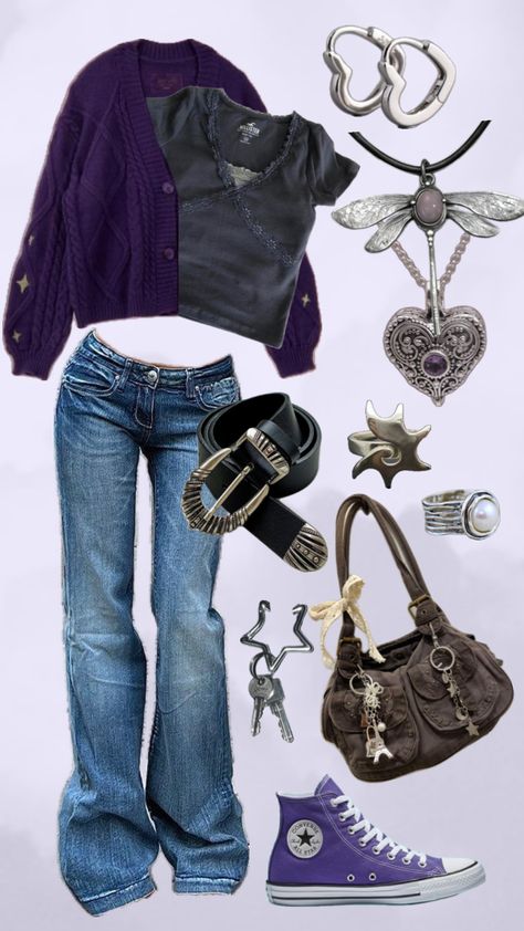 #outfitinspo #ootd #speaknow #cardigan #taylorswift #ts #y2k #purple #vibes #vintage #aesthetic #downtowngirl Black Cardigan Outfit Aesthetic, Purple Grunge Outfits, Cardigan Outfits Aesthetic, Purple Cardigan Outfits, Purple Shoes Outfit, Dress Aesthetic Vintage, Black Cardigan Outfit, Cardigan Outfit Aesthetic, Cardigan Y2k