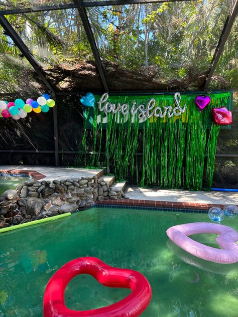 Love island birthday party Love Island Party Decorations, Love Island Party Ideas, Love Island Watch Party, Bachelorette Party Love Island, Love Island Themed Birthday Party, Love Island Decorations, Love Island Party Games, Love Island Decor, Love Island Bachelorette Party