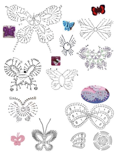 Crochet Butterfly Free Pattern, Crochet Small Flower, Granny Square Projects, Crochet Garden, Crochet Butterfly Pattern, Elegant Crochet, Crochet Jewelry Patterns, Crochet Earrings Pattern, Pola Amigurumi