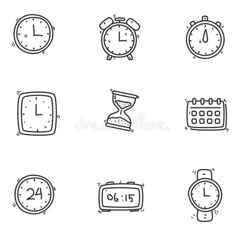 Clock Illustration Art, Cute Clock Icons, Clock Doodle, Clock Illustration, Clock Drawing, Calendar Doodles, Baby Milestones Pictures, Embroidery Hoop Art Diy, Cute Clock