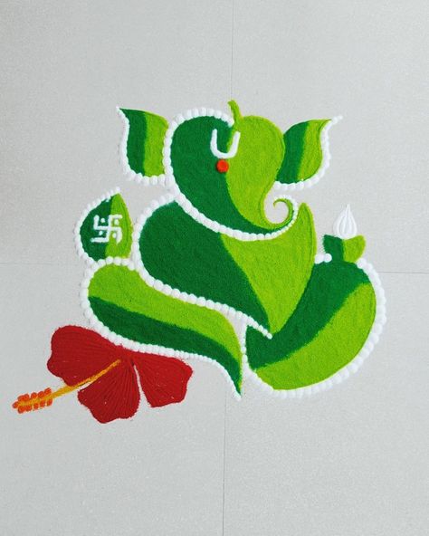 Beautiful ganesha rangoli design with colours 😍🙏 Ganeshji Rangoli, Ganesha Rangoli Design, Ganesh Chaturthi Rangoli, Ganesha Rangoli, Art Satisfying, Diy Paper Butterfly, Rangoli Art, Colorful Rangoli Designs, Paper Butterfly