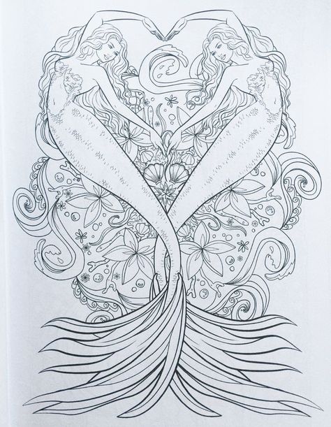 Mermaid Pisces Tattoo, Coloring Pages Fairy, Precious Moments Coloring Pages, Mermaid Embroidery, Coloring Pages For Grown Ups, Mermaid Artwork, Coloring Pages Inspirational, Mermaid Drawings, Adult Coloring Designs