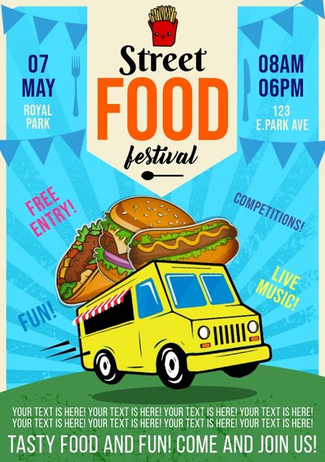 STREET FOOD FESTIVAL POSTER Food Truck Festival Poster, Street Art Festival Poster, Food Expo Poster, Street Food Festival Poster, Food Fair Poster, Pen Tool Illustrator, Fundraiser Poster, Food Festival Poster, Art Festival Poster