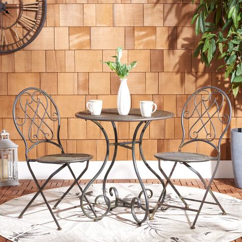 Safavieh Outdoor Living Adriel 3Pc Bistro Set - Bed Bath & Beyond - 37434610 3 Piece Bistro Set, Spindle Dining Chair, Outdoor Bistro, Outdoor Bistro Set, Outdoor Dining Furniture, Conversation Set Patio, Antique Farmhouse, Bistro Set, Patio Porch