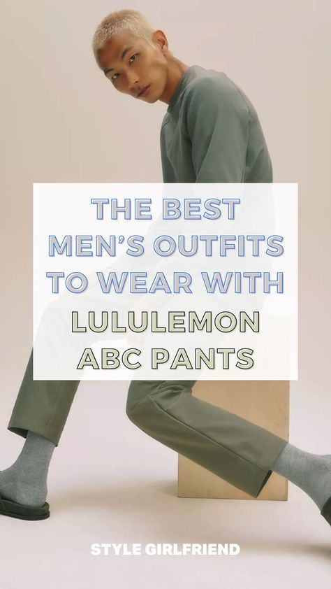 headline: the best men's outfits to wear with lululemon abc pants | image: man in army green sweatshirt and ABC pants Lululemon Abc Pants Men, Lulu Abc Pants Outfit Men, Mens Lululemon Abc Pants Outfit, Abc Pants Lululemon Men Outfit, Men Lululemon Outfit, Men’s Lululemon Outfit, Lululemon Outfit Men, Mens Lululemon Outfit, Lululemon Men Outfit