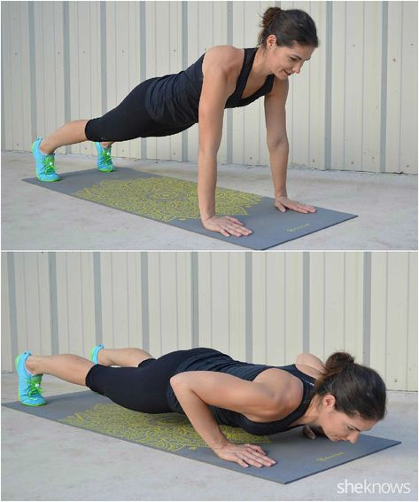 Pushup Push Up Workout, Fit Girl Motivation, Push Ups, Body Fitness, Work Outs, Upper Body Workout, Weights Workout, Bodyweight Workout, Burn Calories