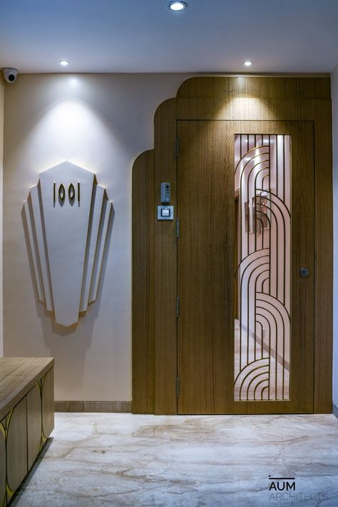 Pintu Ganda, Art Deco Style Interior, Wooden Door Entrance, Apartment Entrance, Modern Wooden Doors, Main Entrance Door Design, Safety Door, Double Door Design, Art Deco Interior Design