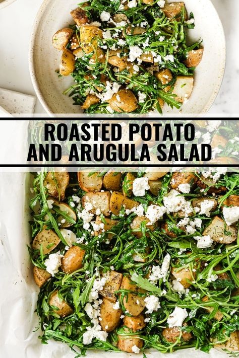 Potato Salad Arugula, Arugula Pesto Potato Salad, Dinners With Arugula, Potato Asparagus Salad, Dinner With Arugula, Arugula Potato Salad, Arugula Dinner Recipes, Salads With Potatoes, Sweet Potato Arugula Salad