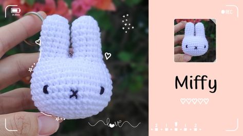 How to crochet Miffy keychain🐰 Miffy Keychain Crochet, Miffy Crochet, Miffy Keychain, Crochet Characters, Keychain Tutorial, Crochet Cute, Cat Crochet, Crochet Keychain Pattern, Pixel Crochet