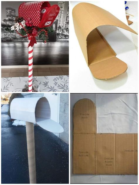 Mailbox Out Of Cardboard, Christmas Decoration Outside, Christmas Decor Outside, Christmas Decorations Outside, Christmas Decorations For Outside, Outside Christmas Decor, Diy Mailbox, Yard Diy, Outside Christmas Decorations